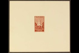MOROCCO UNISSUED IMPERF DIE PROOF For The 1945-47 "Mosque At Sale" Design (with "CORTOT" At Foot), Printed In Red Brown  - Autres & Non Classés