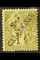 NEW CALEDONIA 1892 1fr Olive-green, Perf.14x13½, Ovptd, Yvert 34, SG 30, Fine Mint, Schlesinger Handstamp On Reverse. Fo - Sonstige & Ohne Zuordnung