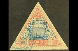 SOMALI COAST DJIBOUTI 1894-1902 5fr Blue And Rose, Triangular, SG 103, Yvert 19, Very Fine Used. For More Images, Please - Other & Unclassified