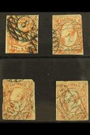 SAXONY 1855-63 5ng Orange Brown (Sc 13a, SG 25) Used Group, 3 Stamps With Certificates, One Stamp With A Tear. (4 Stamps - Other & Unclassified