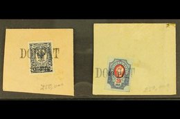 DORPAT ESTONIA 1918 Local Surcharges Complete Set (Michel 1/2, SG 1/2), Fine Used On Large Pieces Tied By Straight-line  - Autres & Non Classés