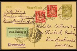 1924 (4 Jul) Experimental Berlin To Angora Flight, German 15pf P/card Uprated With 2x 10pf Stamps Addressed To The Briti - Otros & Sin Clasificación