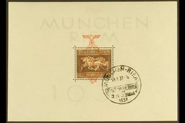 1937 "Brown Ribbon Of Germany" Miniature Sheet (Mi Block 10, SG MS637a) Used With "Munchen-Riem" Special Cancel. For Mor - Andere & Zonder Classificatie