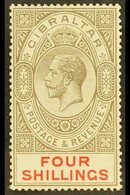 1921-27 4s Black & Carmine, Script Wmk, SG 100, Very Fine Mint For More Images, Please Visit Http://www.sandafayre.com/i - Gibraltar