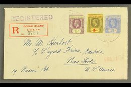 OCEAN ISLAND 1920 Registered Cover To USA, Bearing KGV 2½d, 4d & 5d, Cancelled With "G.P.O. Ocean Isld." Pmks And "Ocean - Islas Gilbert Y Ellice (...-1979)