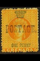 1883 1d Orange With Large "Postage" Overprint, SG 27, Fine Unused. For More Images, Please Visit Http://www.sandafayre.c - Grenade (...-1974)