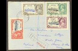 1935 (Nov) Registered Cover To England Bearing Silver Jubilee Complete Set (SG 145/48) Including 1½d With "Kite And Hori - Grenade (...-1974)