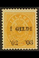 1902 3aur, Small Numeral, Ovptd "I Gildi" In Black, Perf 12¾x12¾, Fac. 48, Fine Mint. For More Images, Please Visit Http - Sonstige & Ohne Zuordnung