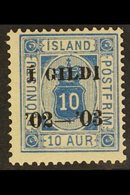 OFFICIALS 1902 10aur Blue Ovptd "I Gildi 02 - 03", Fac. TJ17, Very Fine Mint, Signed H. Bloch. For More Images, Please V - Other & Unclassified