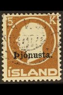 OFFICIALS 1922 5kr Brown, Frederik VIII Head, Ovptd "Pjonusta", Fac TJ54, Very Fine Used. For More Images, Please Visit  - Sonstige & Ohne Zuordnung