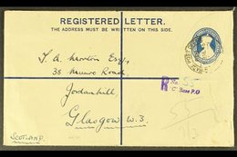 1946 (9 Apr) India KGV 1½a Postal Stationery Registered Envelope To Scotland, Cancelled By "C - Base Post Office / REG"  - Iraq