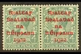 1922 4d Dollard Grey-green With Carmine Overprint, SG 6c, Fine Mint Horizontal Pair. For More Images, Please Visit Http: - Andere & Zonder Classificatie