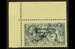 1922-23 10s Dull Grey-blue Seahorses With "Saorstat" Overprint (SG 66) With MAJOR RE-ENTRY (position R. 1/1) Variety, Hi - Other & Unclassified