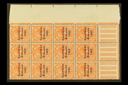 1922-23 VARIETIES 2d Orange (SG 55) Marginal Corner Pane Multiple Of 12 Stamps,  incorporates "S Over E" Varieties, Row  - Autres & Non Classés