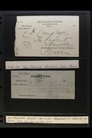 EARLY REGISTERED LETTER RECEIPTS Includes 1858 For A Letter From Rathmines To Shrewsbury, 1859 For A Letter From Cork To - Autres & Non Classés