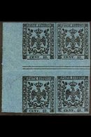 MODENA 1852 40c Black On Deep Blue With Point After Figures Of Value (SG 12, Sassone 10), Fine Mint Marginal GUTTER BLOC - Ohne Zuordnung