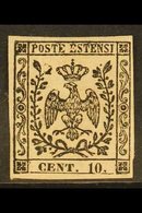 MODENA 1857 10c Rose, Stop After Figure, Sass 9, Superb Mint. For More Images, Please Visit Http://www.sandafayre.com/it - Non Classés