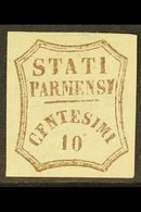 PARMA - PROVISIONAL GOVERNMENT 1859 10c Brown, Variety "CFN For CEN", Sass 14e, Very Fine Mint No Gum. Cat Sass €2400 (£ - Unclassified