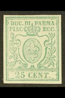 PARMA 1857 25c Fleur De Lys Proof In Green, Sass P2,  Superb Mint. For More Images, Please Visit Http://www.sandafayre.c - Unclassified