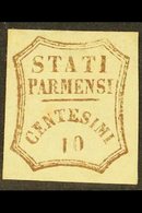 PARMA 1859 10c Brown, Provisional Govt Showing FIGURE " 1 " INVERTED, Sassone 14b, Mint Large Part OG (an Area Of Slight - Unclassified