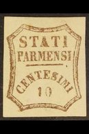 PARMA PROVISIONAL GOVERNMENT 1859 10c Brown (SG 29, Sassone 14), Fine Mint Small Part Gum, Four Good Margins, Very Fresh - Unclassified