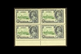 1935 6d Green And Indigo Jubilee, Variety "Extra Flagstaff", SG 116a, In A Mint Bottom Marginal Block Of 4. For More Ima - Jamaïque (...-1961)