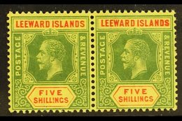 1914 5s Green And Red / Yellow, SG 57, Never Hinged Mint PAIR. For More Images, Please Visit Http://www.sandafayre.com/i - Leeward  Islands