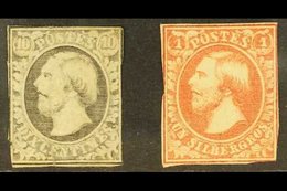 1852-58 10c Grey-black (SG 2, Michel 1d), Unused No Gum, Cut Into The Outer Frame Lines, Creases, And 1sgr Rose (SG 4, M - Autres & Non Classés
