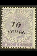 1880-81 10  On 6c Lilac, SG 44, Fine Mint.  For More Images, Please Visit Http://www.sandafayre.com/itemdetails.aspx?s=6 - Straits Settlements