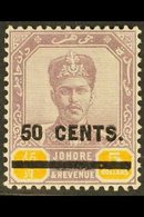 JOHORE 1904 50c On $5 Dull Purple And Yellow, SG 60, Fine Mint. For More Images, Please Visit Http://www.sandafayre.com/ - Andere & Zonder Classificatie