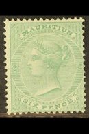 1863 6d Yellow Green, Wmk CC, SG 64, Fine Mint. For More Images, Please Visit Http://www.sandafayre.com/itemdetails.aspx - Mauritius (...-1967)