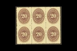 1890-95 20c Dark Violet On Watermarked Wove Paper, Perf 12, Scott 220A (see Note After SG 174), Never Hinged Mint BLOCK  - Mexique