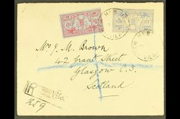 FRENCH 1933 Neat Orient Line Printed Envelope Registered To Scotland, Bearing 1925 50c And 1f Tied New Hebrides Vila Cds - Otros & Sin Clasificación