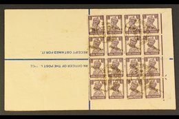 1948 (8 Apr) 4½a Registered Stationery Env Bearing A Spectacular Block Of Sixteen 1½a Stamps "PAKISTAN" Handstamps As Ap - Pakistán