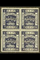 1920-1 1p Deep Indigo, 10mm Arabic Inscription, Perf.15x14, SG 35, Fine Mint Block Of 4, Small Gum Thin On One Stamp. Ra - Palästina