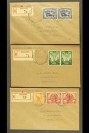 RELIEF POST OFFICES 1946 (27th May) Three Attractive Registered Covers From Madang To Sydney, Bearing Peace Set In Pairs - Papua New Guinea