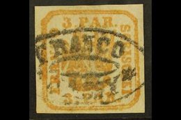 1862-64 3p Orange-yellow Handstruck On Wove Paper (SG 29a, Michel 8 Ix), Fine Used With Part "Franco Jassy" Oval Cancel, - Andere & Zonder Classificatie