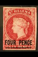 1863 4d Carmine With Bar 15½-16½mm, Imperf, SG 5, Superb Mint With Four Good To Large Margins And Lovely Bright Colour.  - Sint-Helena