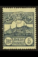 1903 5L Steel Blue Mt Titano (SG 51, Sass 45, Scott 75) Fine Mint. For More Images, Please Visit Http://www.sandafayre.c - Other & Unclassified