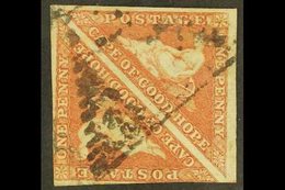 CAPE 1853 1d Brown-red, On Slightly Blued Paper, PAIR, SG 3a, Good To Fine Used, Margins Touch One Stamp, Other Full Mar - Ohne Zuordnung