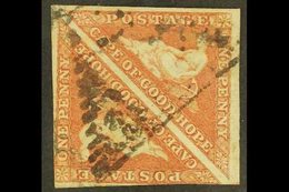 CAPE 1853 1d Brown-red, On Slightly Blued Paper, PAIR, SG 3a, Good To Fine Used, Margins Touch One Stamp, Other Full Mar - Sin Clasificación