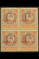 CAPE OF GOOD HOPE REVENUE - 1911 2s Purple & Orange, Ovptd "PENALTY" In A BLOCK OF FOUR, Barefoot 4, Never Hinged Mint,  - Sin Clasificación