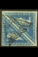 CAPE OF GOOD HOPE 1853 4d Deep Blue On Blued Paper, SG 2, Fine Used PAIR With Neat Triangular Barred Cancel And Good To  - Zonder Classificatie