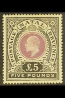 NATAL 1902 £5 Mauve And Black, SG 144, Cleaned And Regummed But Good Appearance. Cat £5500 As Mint, Good Spacefiller. Fo - Zonder Classificatie