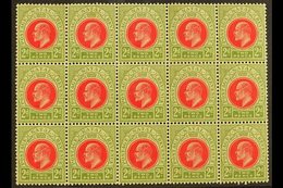 NATAL 1902-03 2d Red & Olive Green, SG 130, BLOCK Of 15 (5 X 3), Never Hinged Mint (15 Stamps) For More Images, Please V - Zonder Classificatie