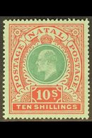 NATAL 1908-09 10s Green And Red, SG 170, Vf Mint.  For More Images, Please Visit Http://www.sandafayre.com/itemdetails.a - Unclassified