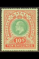 NATAL 1908-09 10s Green And Red, SG 170, Vf Mint.  For More Images, Please Visit Http://www.sandafayre.com/itemdetails.a - Zonder Classificatie