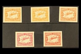 1929 1s Airmail IMPERFORATE COLOUR TRIALS Printed On The Back Of Obsolete Government Land Charts - The Complete Set Of F - Sin Clasificación