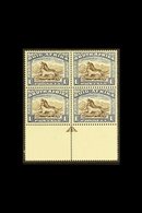 1933-48 1s Sepia-brown & Grey-blue, Issue 4, Lower Marginal, (brown) ARROW BLOCK OF 4 , SG 62, Never Hinged Mint. For Mo - Sin Clasificación