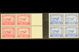 ESSAYS 1923 1d Blue & 1d Carmine, Reduced Format Harrison Essays In BLOCKS OF FOUR, No Gum, Blue Essay Is Scarce (2 Bloc - Zonder Classificatie